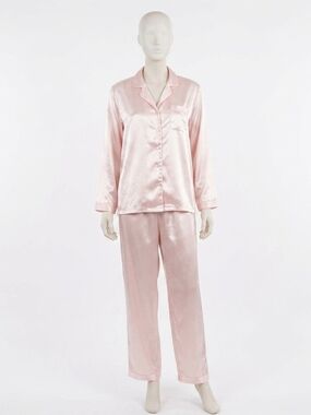 Dior Blush Pink Satin Two-Piece Pajama Set